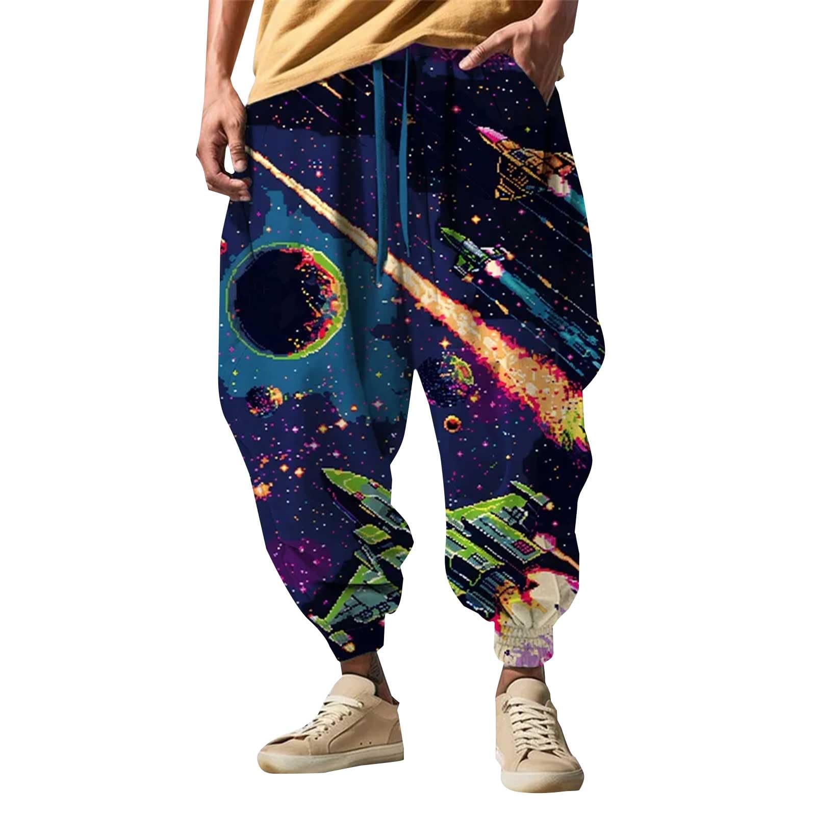 Pantalones de chándal para hombre con impresión, modernos, informales, harén, coloridos, transpirables, para tiempo libre, playa, pantalones de tela con estampado divertido, pantalones harén holgados