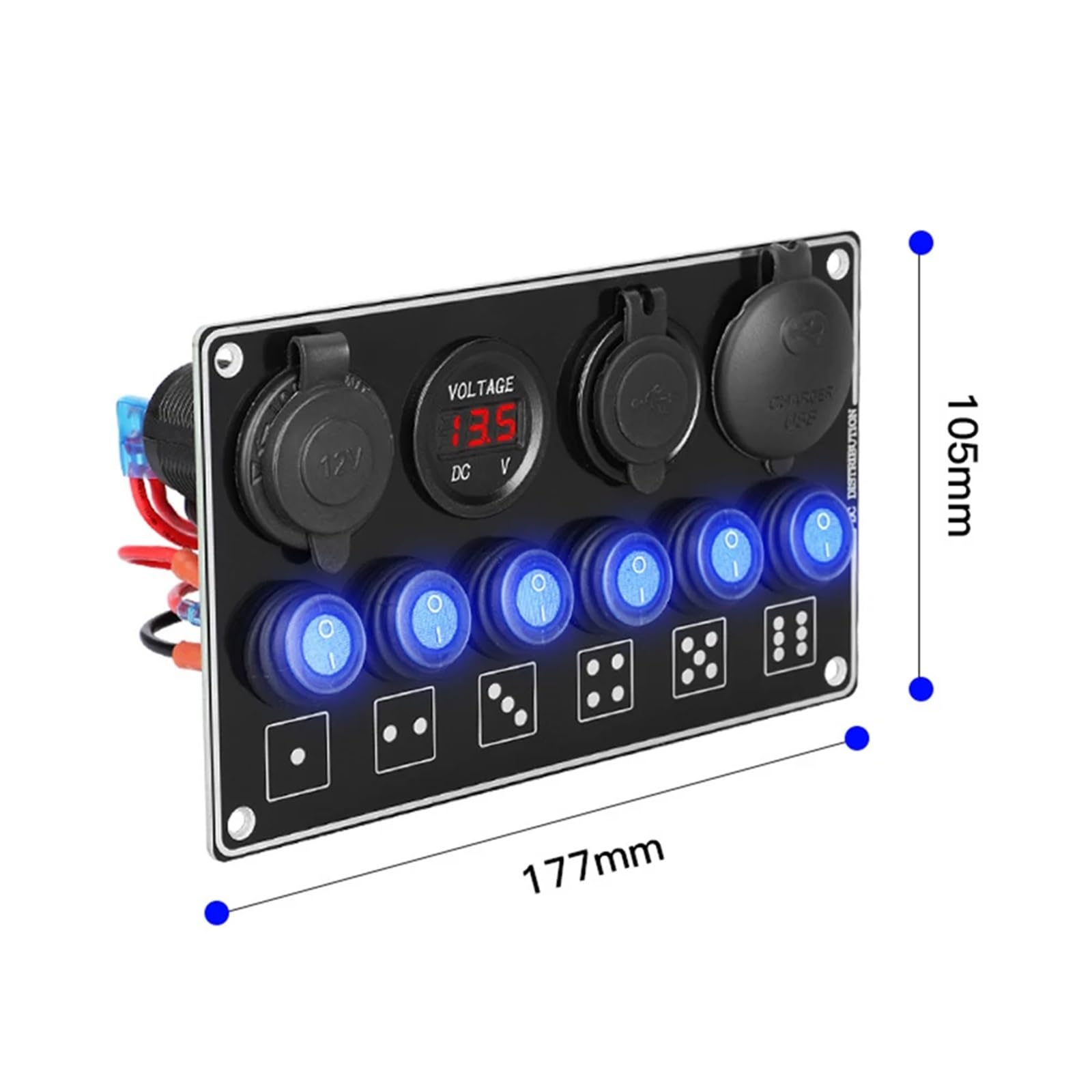 24V 12V 6 Przycisków Panel Przełączników Kołyskowych Z Cyfrowym Testerem Napięcia Ładowarka USB QC3.0 Szybka Samochodowa Zasilacz Łodzi I Przyczepy Kempingowej