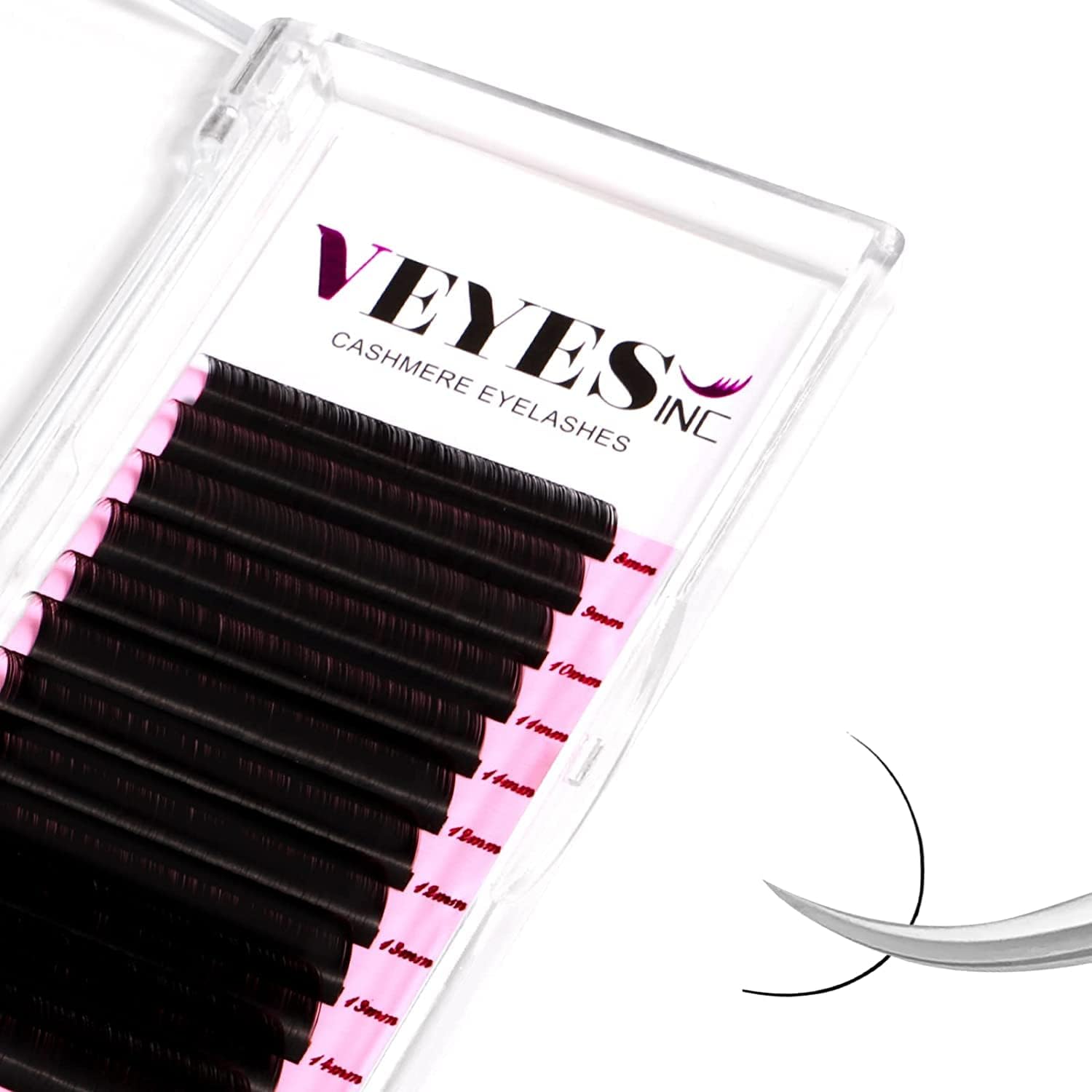 VEYES INC Cashmere Individual Lash Extensions 0.03-0.20 B/C/CC/D/J/M Curl 8-20mm Mixed & Single Length Trays, Matte Black, Professional Supplies for Lash Techs(0.03 D 8-16mm)