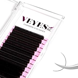 VEYES Cashmere Individual Lash Extensions 0.03-0.20 B/C/CC/D/J/M Curl 8-20mm Mixed & Single Length Trays, Matte Black, Professional Supplies for Lash Techs(0.05 D 8-16mm)