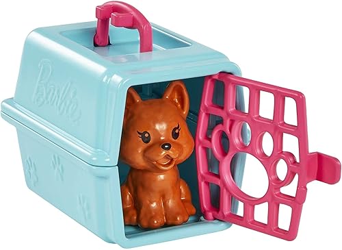 Miniatura 4 de Barbie Chelsea Can Be - Muñeca y accesorios, juego de veterinario para mascotas con muñeca pequeña morena, 4 animales y 18 piezas