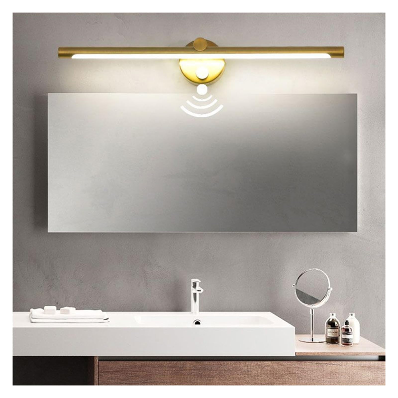 Luz de espejo Lámpara pared LED con interruptor Sensor movimiento atenuación táctil baño 40 cm 55 AC85-265V Iluminación interior IluminacióN Estable