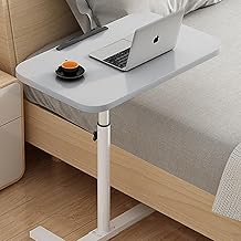Overbed Table with Wheels Height Adjustable Laptop Table Over Chair Table Workstation, Portable Office Desk for Hospital Bed, Home and Office Use (Grey)