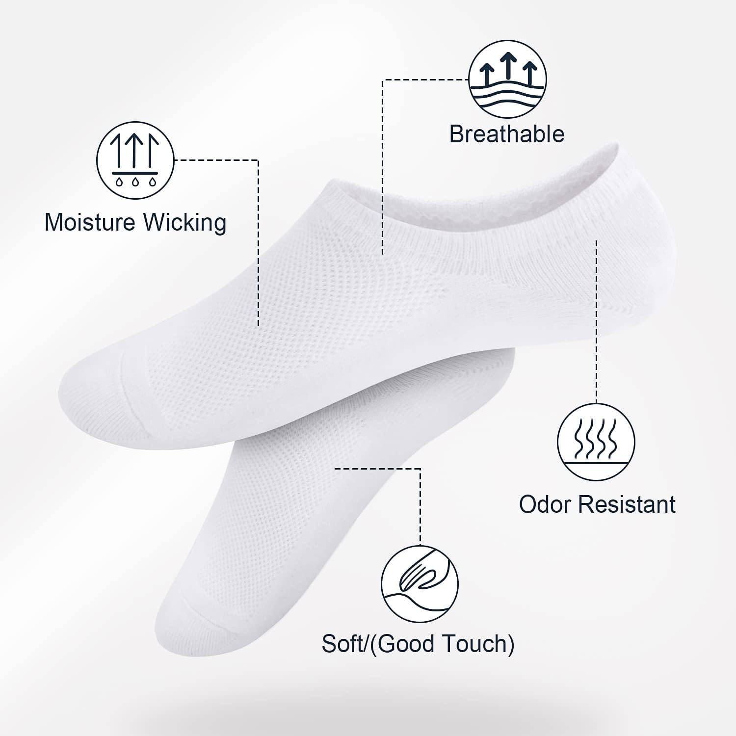 SIXDAYSOX Mens No Show 8 Pairs Invisible Low Cut Cotton Non Slip Short Socks Size 5-8/9-11/12-14 - Image 3