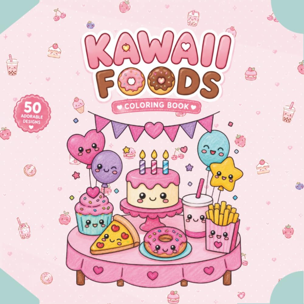 Kawaii Foods Coloring Book: Cute and Cozy Food Coloring Pages for All Ages