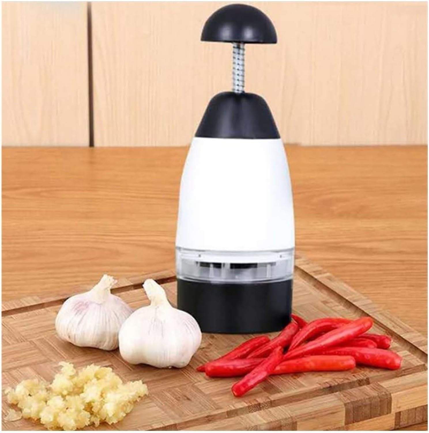 Knoblauchpresse Multifunktional, Manueller Obst Gemüse Zerkleinerer Knoblauch Hackmesser Presse Küchenhelfer Sauber Ohne Spritzer Für Knoblauch Ingwer Chilischo, a, 24,8 * 9 * 6cm