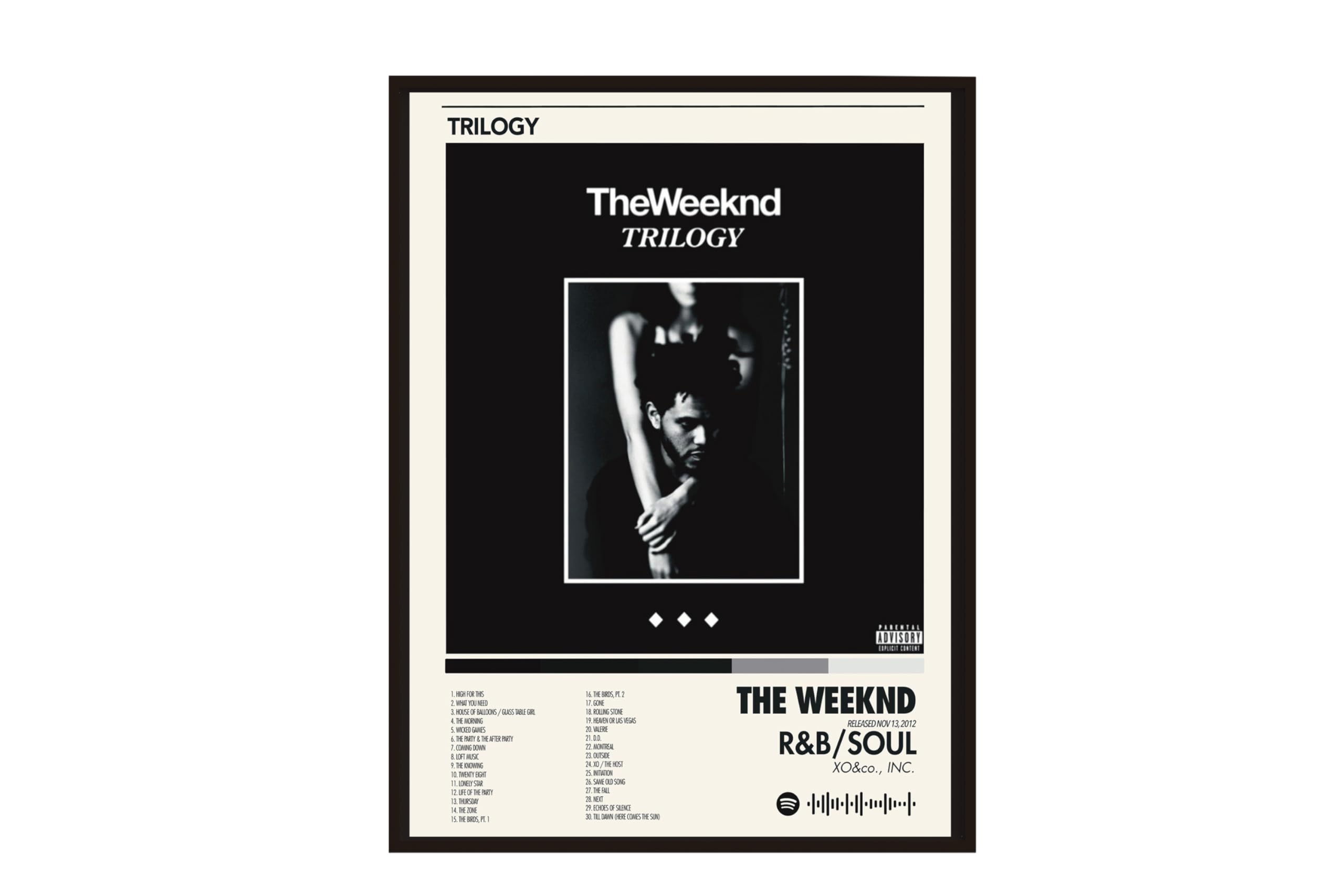 BLINKART The Weekend- TRILOGY Wall Photo Frames | Wall Art for Bedroom, Living Room, Studio or Office | Album Cover Print with Spotify Song Link QR Code | Gift for Fans - 8x12 In