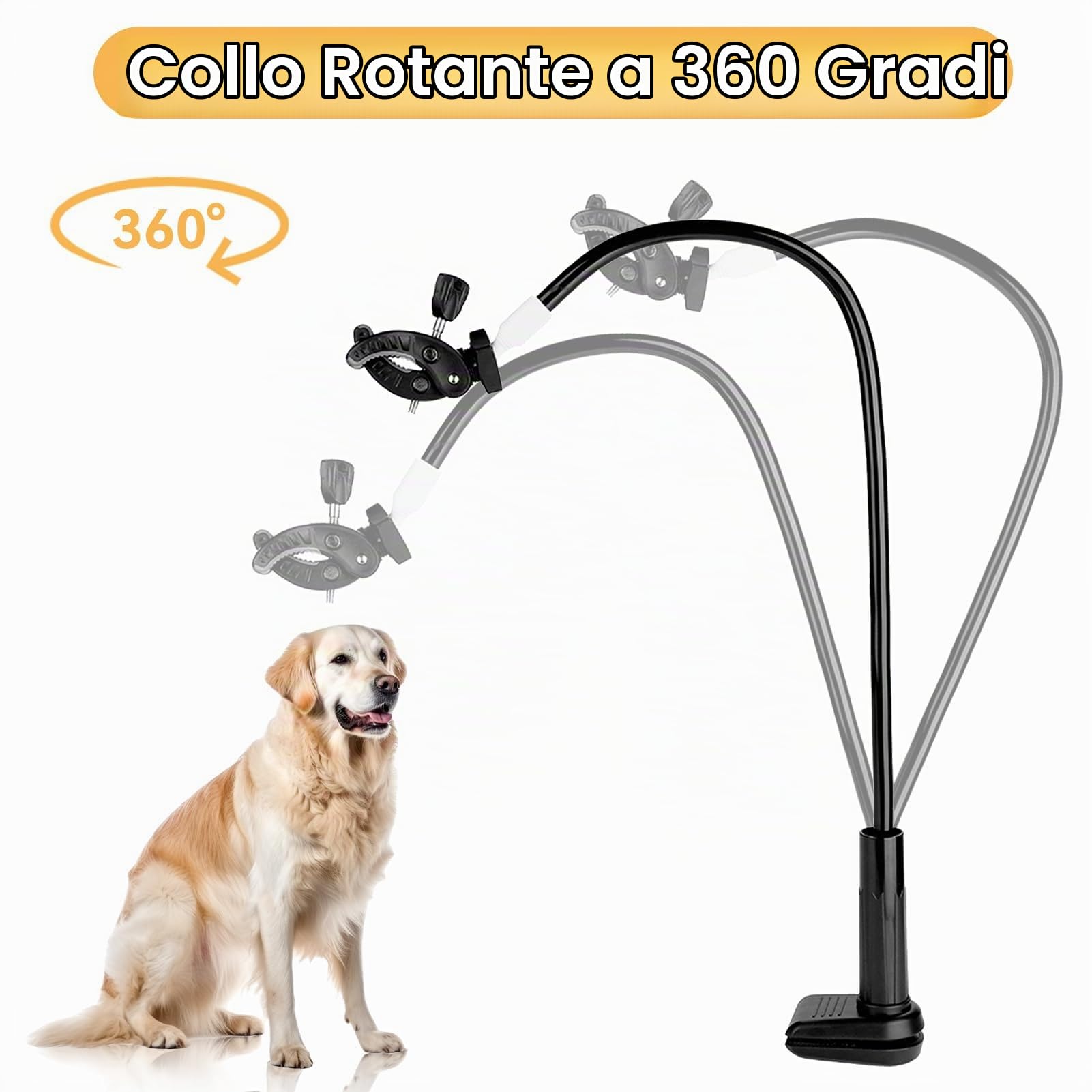 Agatige Porta Asciugacapelli Girevole Regolabile, Staffa per Asciugacapelli Clip Morsetto per Animali Domestici Mani Porta Supporto con Morsetto per Cani e Gatti