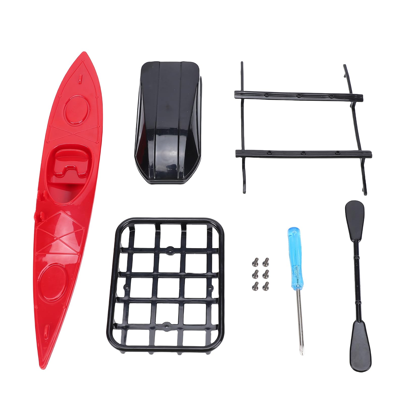 RC Car Roof Rack, 1/10 Scale Lightweight Rack Set with Luggage Box and Canoe for Crawler Trucks Adventure Scene Setup