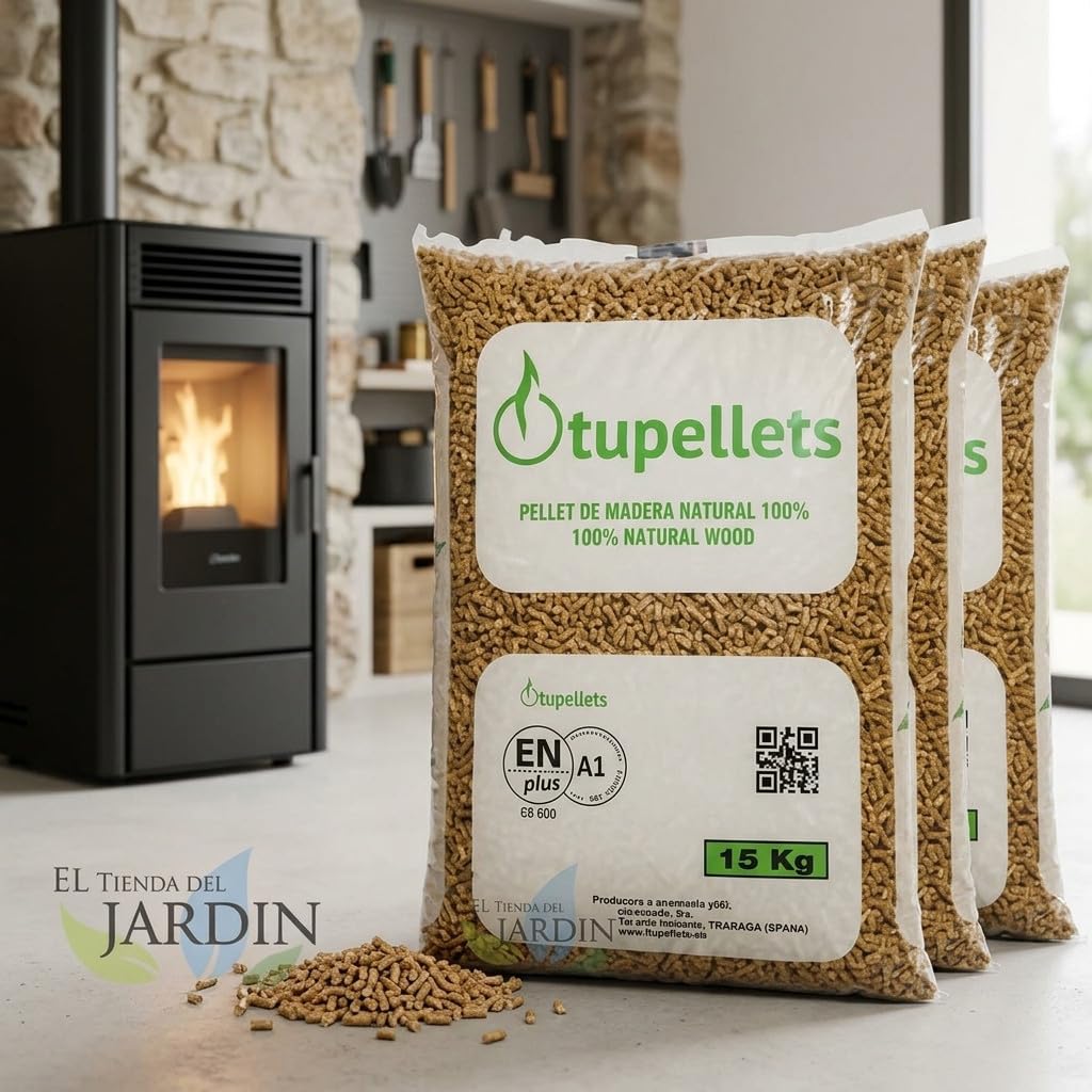 Suinga 75 kg Pellet aus 100 % Naturholz zum Heizen | 5 Säcke à 15 kg | Ökologischer Brennstoff | erneuerbare Energien