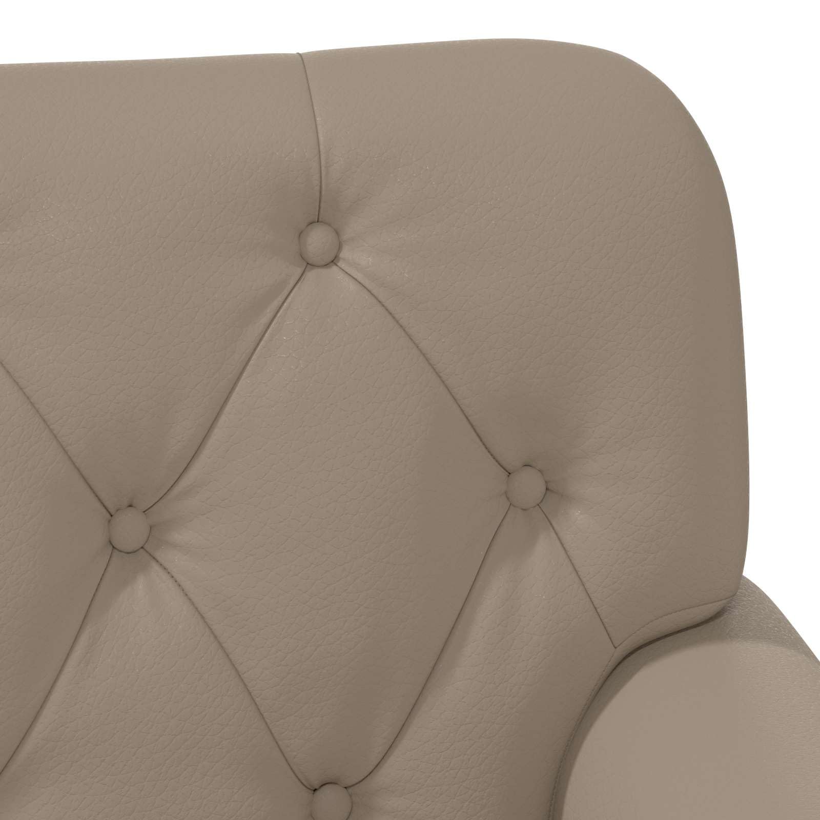 Cappuccino - Asiento de dos plazas con cierre de botón, piel sintética con marco de madera y patas de madera de caucho, 120 x 65 x 77 cm, 2 plazas para salón o dormitorio