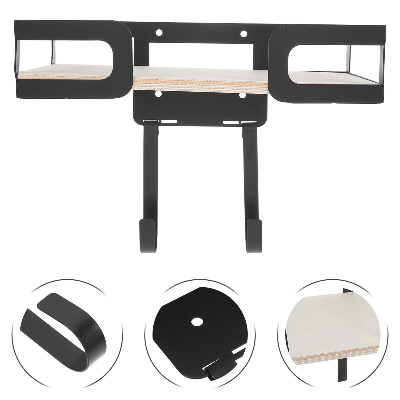 Supporto da Parete in Legno e Metallo Nero per Asse da Stiro | Gancio Rimovibile, Installazione Semplice, per Ferro e Asse, Adatto a Lavanderia e Stoccaggio Domestico