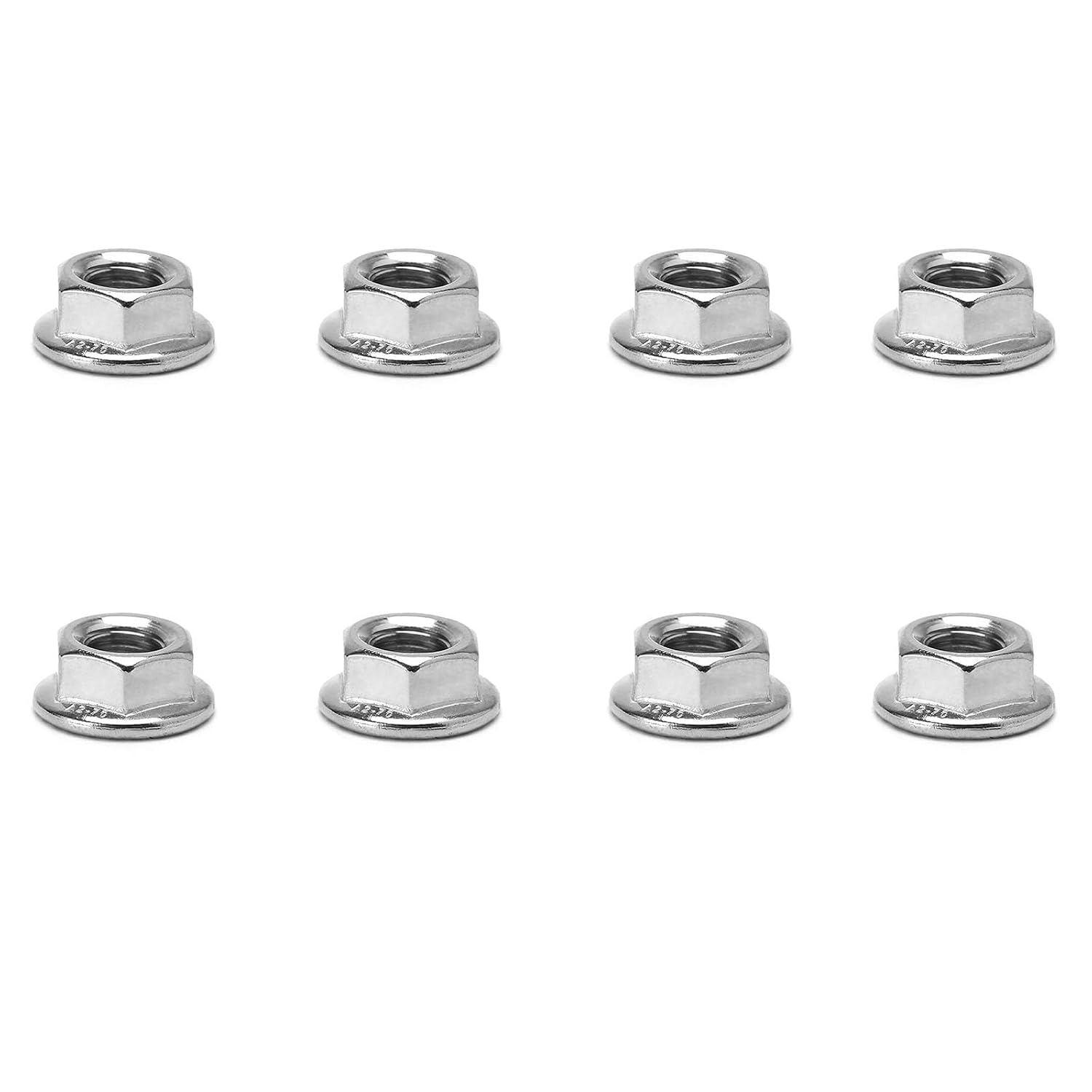 heyous 8PCS Silver Stainless Steel Hex Nut M16 Flange Nut Industrial Fastener Suitable for Mechanical Construction Home Repair