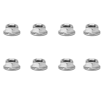 heyous 8PCS Silver Stainless Steel Hex Nut M16 Flange Nut Industrial Fastener Suitable for Mechanical Construction Home Repair