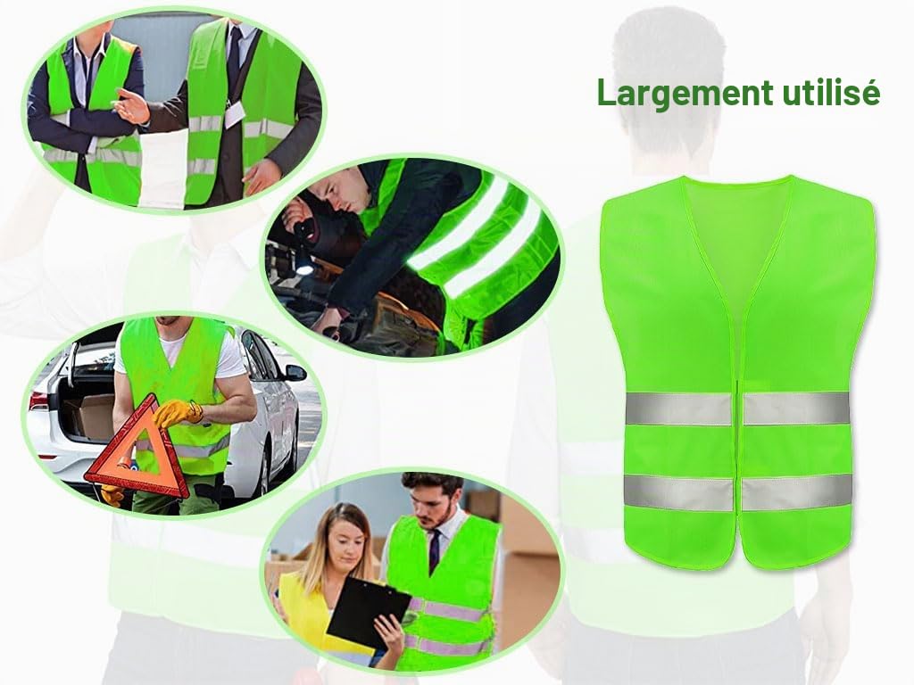 Anlising Gilet de Sécurité, 10PCS Gilet de Sécurité Réfléchissant, Gilet De Sécurité Haute Visibilité, Gilet Réfléchissant, Gilet Réfléchissant de Voiture, pour Conducteurs Travailleurs Unisexe