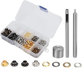 Cyrank 240 Pieces Eyelet Eyelets Kits, 4mm Metal Eyelet Sets with Installation Tools Eyelets and Washers Eyelet for Shoe Clothing Leather Crafts