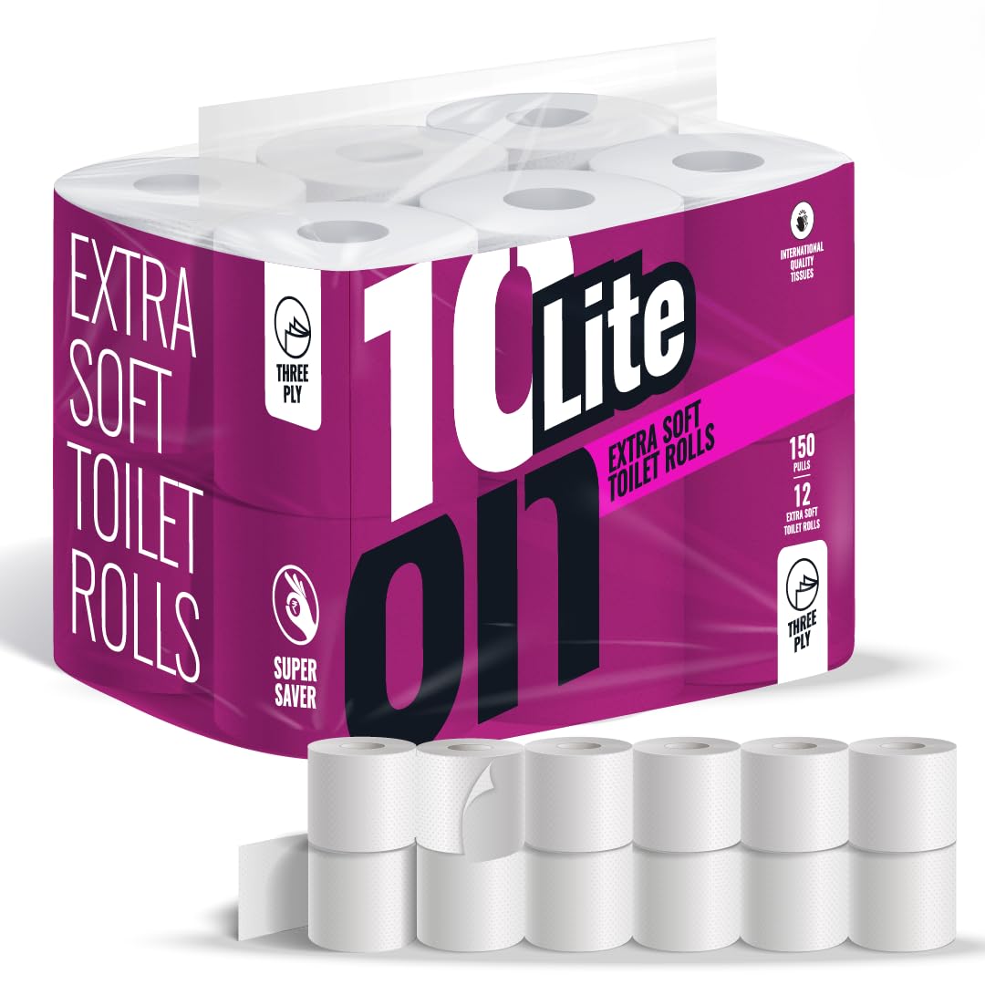 10on Lite,Clog Free, 3 Ply Toilet Paper Tissue Roll, Soft and Highly absorbent - 12 Rolls, 150 Pulls each Roll (Total 1800 Pulls) (B0CFXTL682) Amazon Price History, Amazon Price Tracker