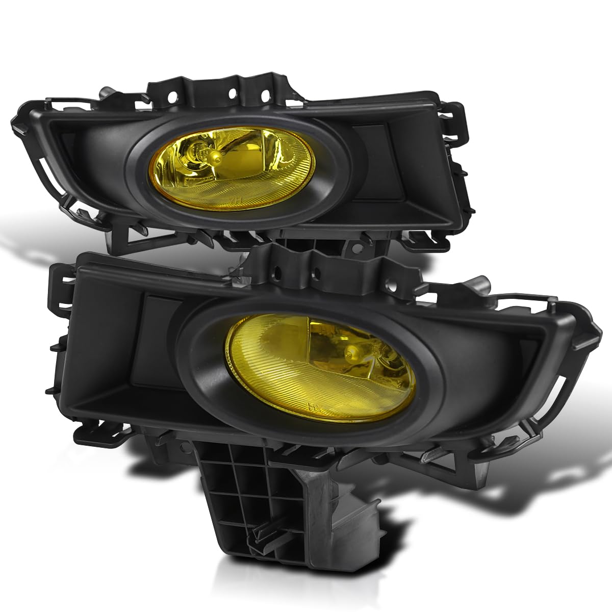 Spec-D Tuning Yellow Lens Fog Lights + H11 Bulbs + Switch Included Compatible with 2007-2009 Mazda 3 4 Door Sedan L+R Pair Assembly