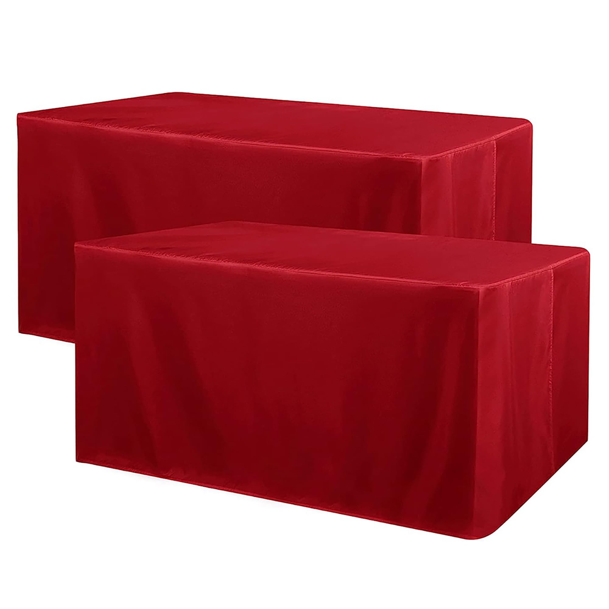 Lot de 2 nappes rectangulaires imperméables et lavables, pour tables rectangulaires de 182,9 x 76,2 cm, pour mariage, banquet et salons professionnels, rouge
