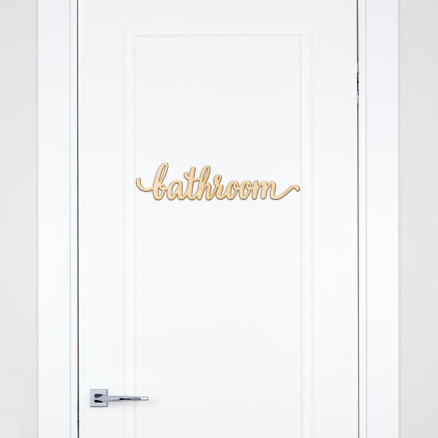 Woodums – Bathroom Script Wooden Wall Art Decor, Wall Decorations for Bathroom, Script Letter Wood Cutout, Family Room Decor with Unfinished Wood Sign Look, 18 x 4 Inches