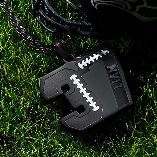 Custom Football Number Necklace Stainless Steel Personalized Back Engraved/Name Football Pendant Necklace Sport Charm Football Chain Team Inspiration Jewelry Christmas Gifts For Men Athletes #TOP4