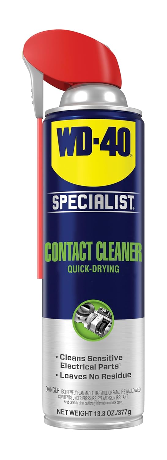 WD-40 Specialist® Contact Cleaner for Metal, Plastic, Rubber, Electrical Contacts, Battery Terminals, Switches, Fast-Drying Cleaner for Terminals & Motors, Auto, Bigger Can, 13.3 OZ, Single Can