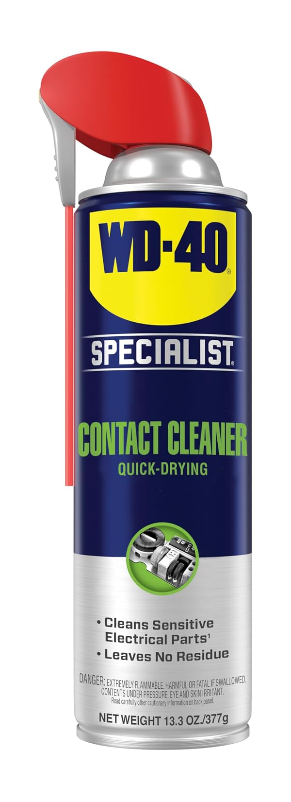 WD-40 Specialist® Contact Cleaner for Metal, Plastic, Rubber, Electrical Contacts, Battery Terminals, Switches, Fast-Drying Cleaner for Terminals & Motors, Auto, Bigger Can, 13.3 OZ, Single Can by WD-40 Specialist - Used condition - US$15.35