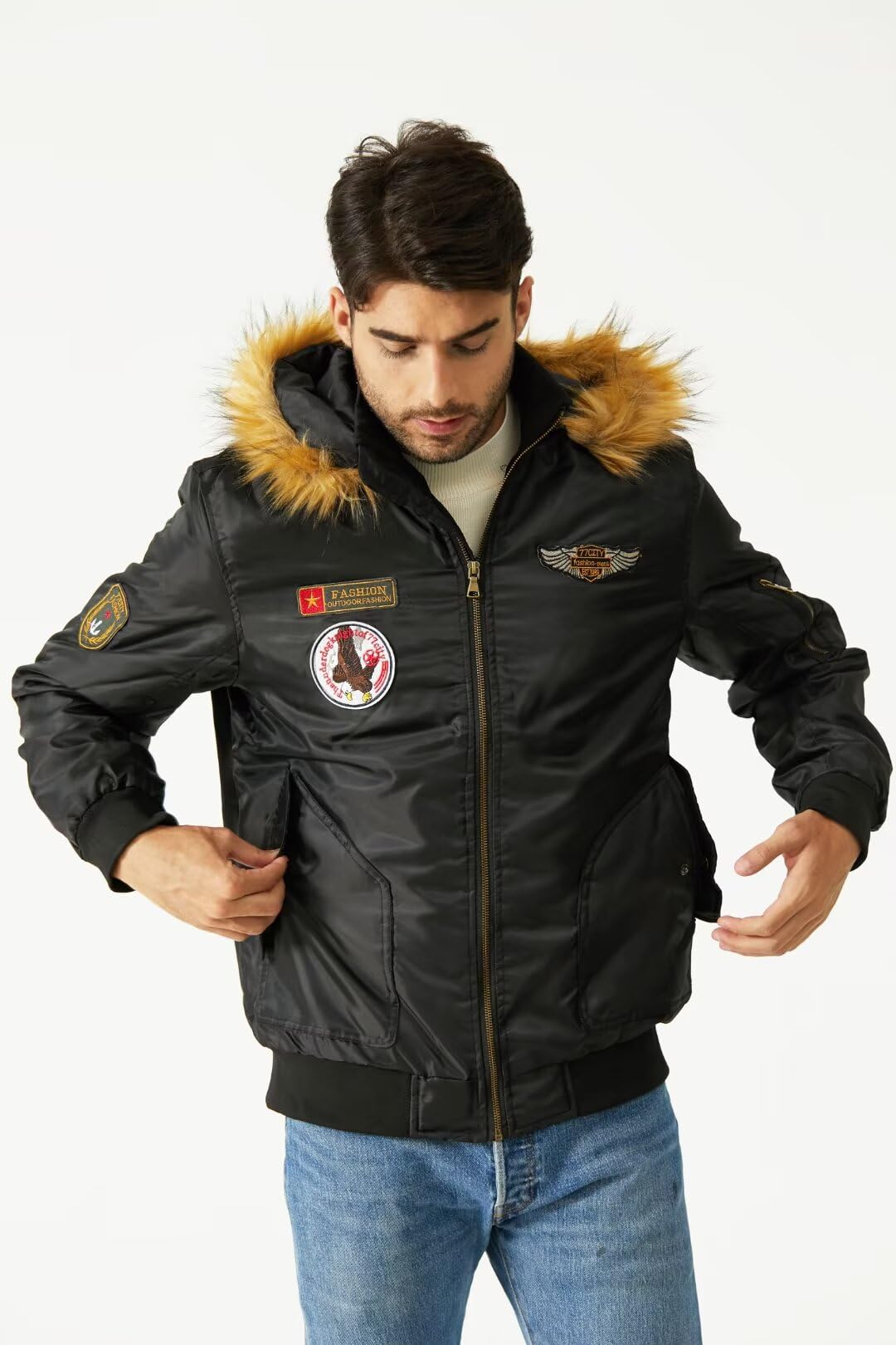 Giacca-Militare Felpa-Bomber Parka-Uomo Casual Invernale - Autunno Primaverile Elegante Giubbotto Aviatore Tattica Militare College Spessore Medio in Pile Cotone Hooded Jacket Giacca