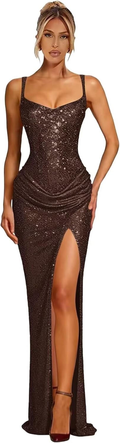 Prom Dress 2026 Mermaid with Slit Sparkly Sequin Corset Tight Formal Evening Party Gown
