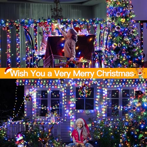Image of Ollny Christmas Lights 1000 LED 330 FT, IP67 Waterproof Plug in Christmas Tree Lights with Remote, 8 Modes, 3 Timers, Dimmable, House Xmas Indoor Decorations Outdoor Christmas Lights (Multicolored)