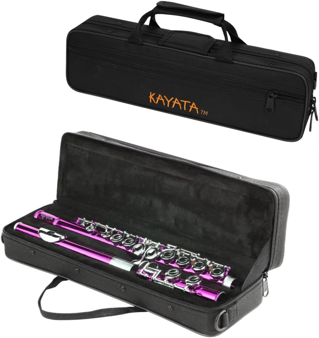 C Flute (Pink) – Closed Hole, 16-Key Flute with Offset G Split E Mechanism | Deluxe Lightweight Canvas Case with Shoulder Strap, Cleaning Cloth, Joint Grease & Gloves