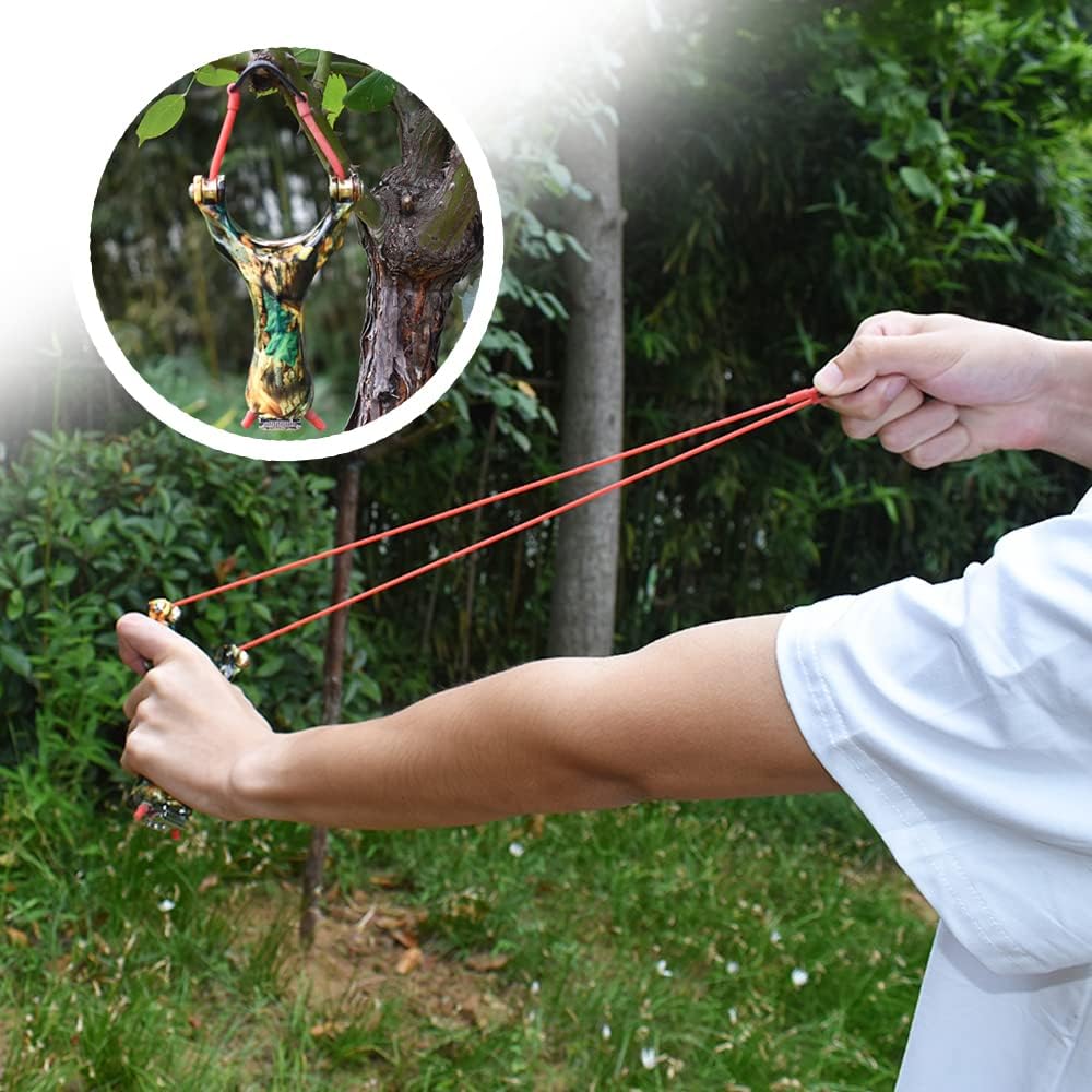 Slingshots for Adults, Pulley Slingshots for Hunting, Professional Sling Shot with Catapult Rubber Tubing, High Velocity Stainless Steel Slingshot with Pulleys