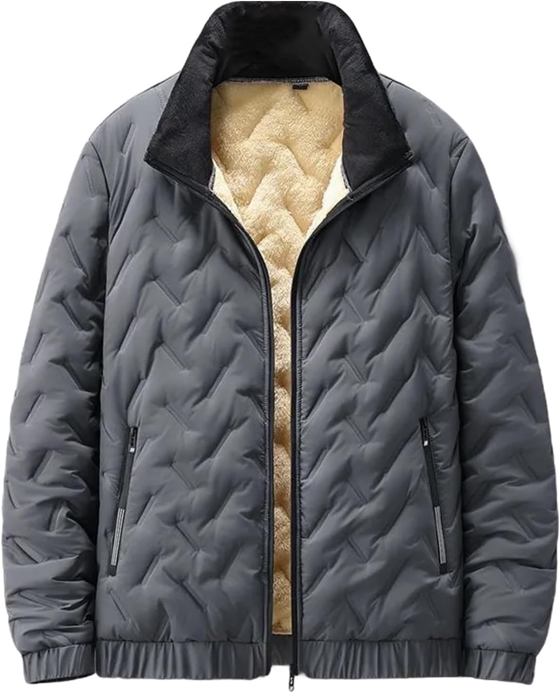 Men’s Lambswool Hooded Jacket Thick Warm Sports Fleece Winter Coat