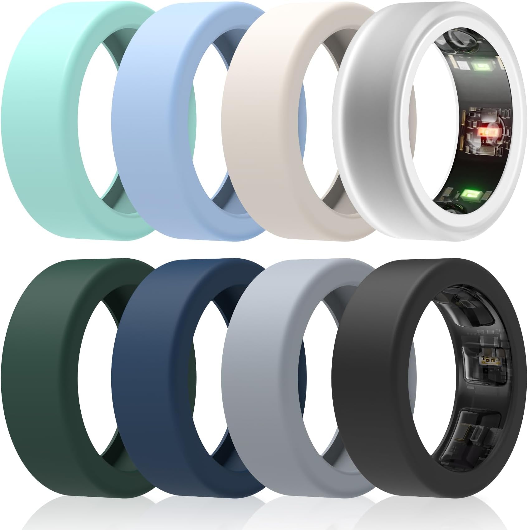 8 Pack Ring Covers for Oura & Galaxy Rings, Anti-Scratch Elastic Silicone Covers for Working Out Gym