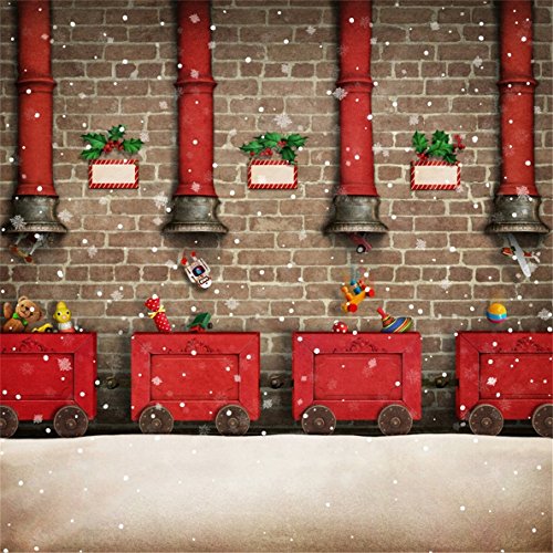 Aofoto 10X10Ft Christmas Backdrop Xmas Gift Factory Snowflake Photography Background Birckwall Kid Toddler Girl Boy Child Artistic Portrait Photo Shoot Studio Props Video Drop Seamless Vinyl #TOP14