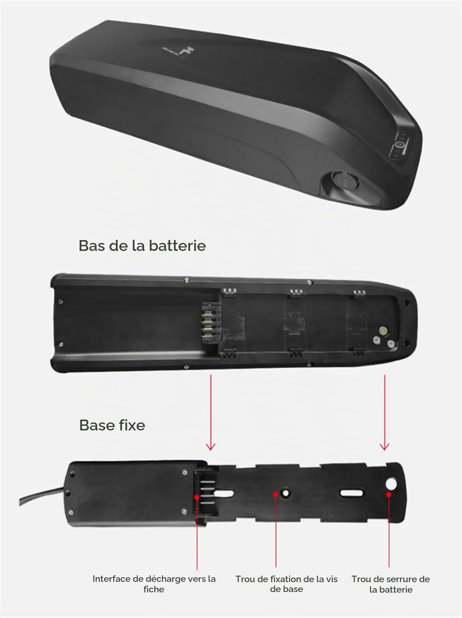 Batterie de vélo électrique 36V 15Ah Ebike Hailong Down Tube Batterie pour 36V 350W / 500W Moteur avec Chargeur/BMS
