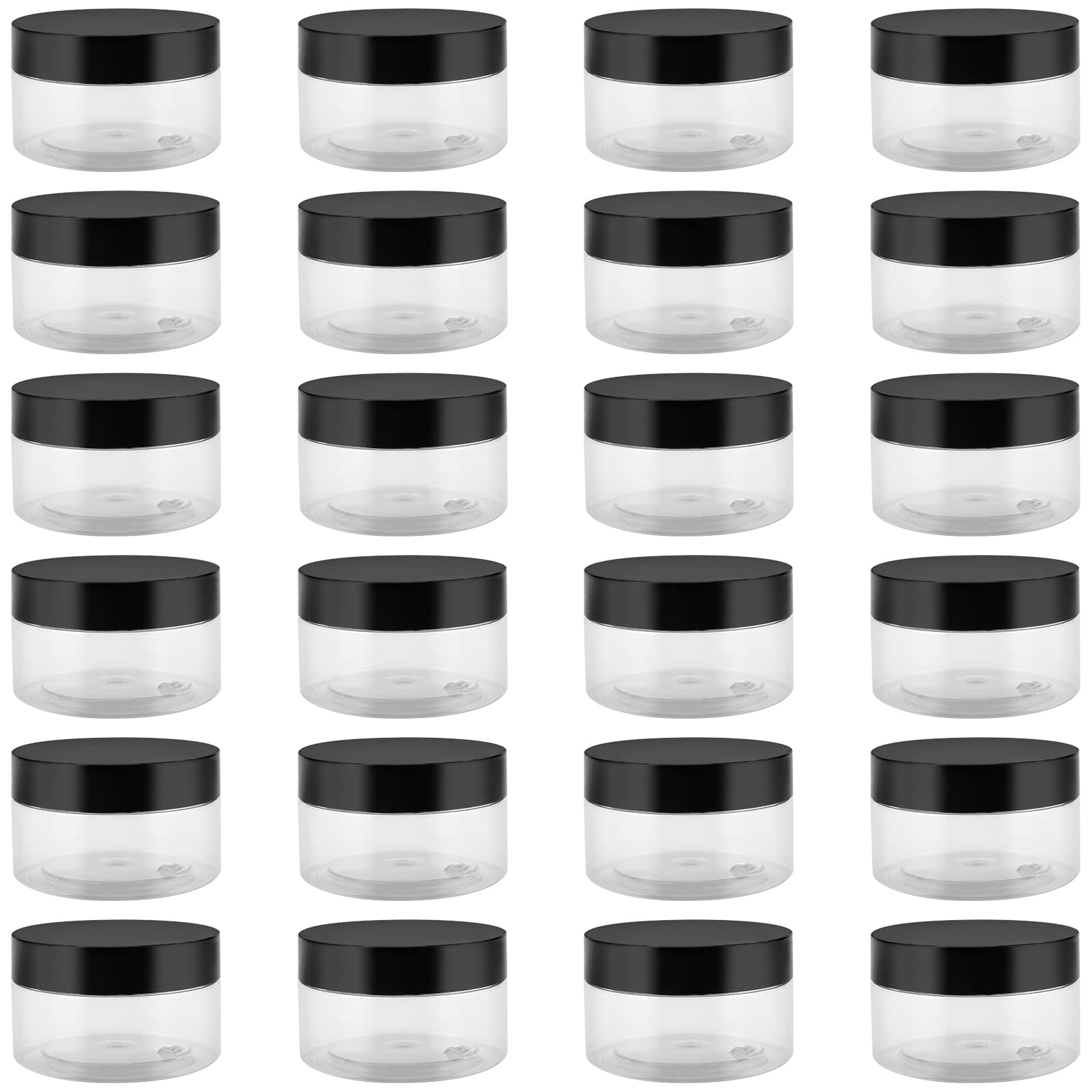 ZOENHOU Confezione da 46 barattoli in plastica trasparente da 120 ml con coperchio, rotondi in plastica a bocca larga, contenitori per artigianato, spezie da cucina, caramelle e slime