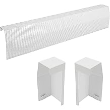 3ft Steel Easy Slip-On Baseboard Heater Cover with End Caps for Bathroom & Hydronic System for Replacing Old Cover, White