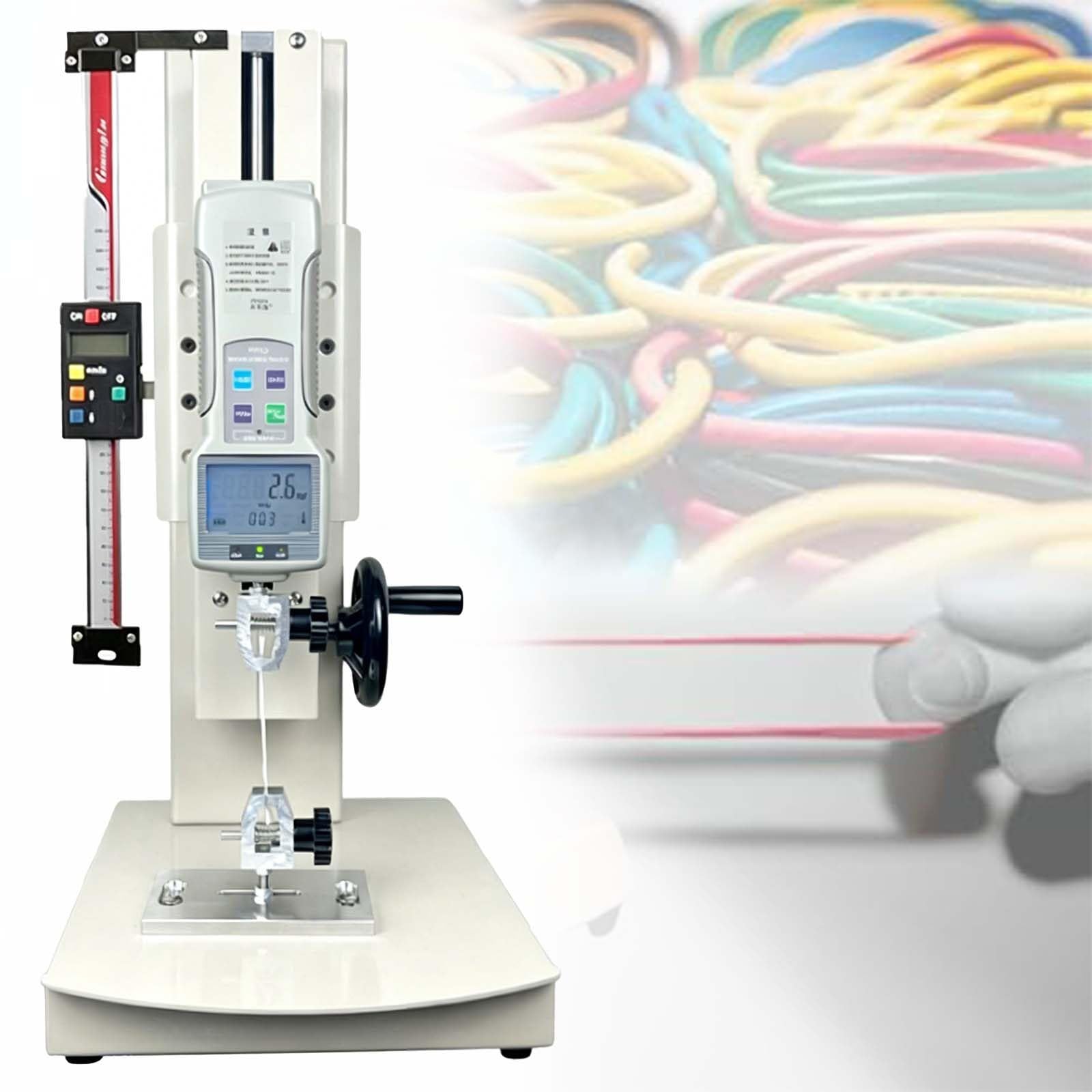 Digitale Zugprüfmaschine Mit Manuellem Kraftmessständer, Inklusive 5 Sonden Für Zug- Und Druckversuche, 270 Mm Hub, 10–2000 N, Für Bruchpunktversuche(With ruler,2000N)