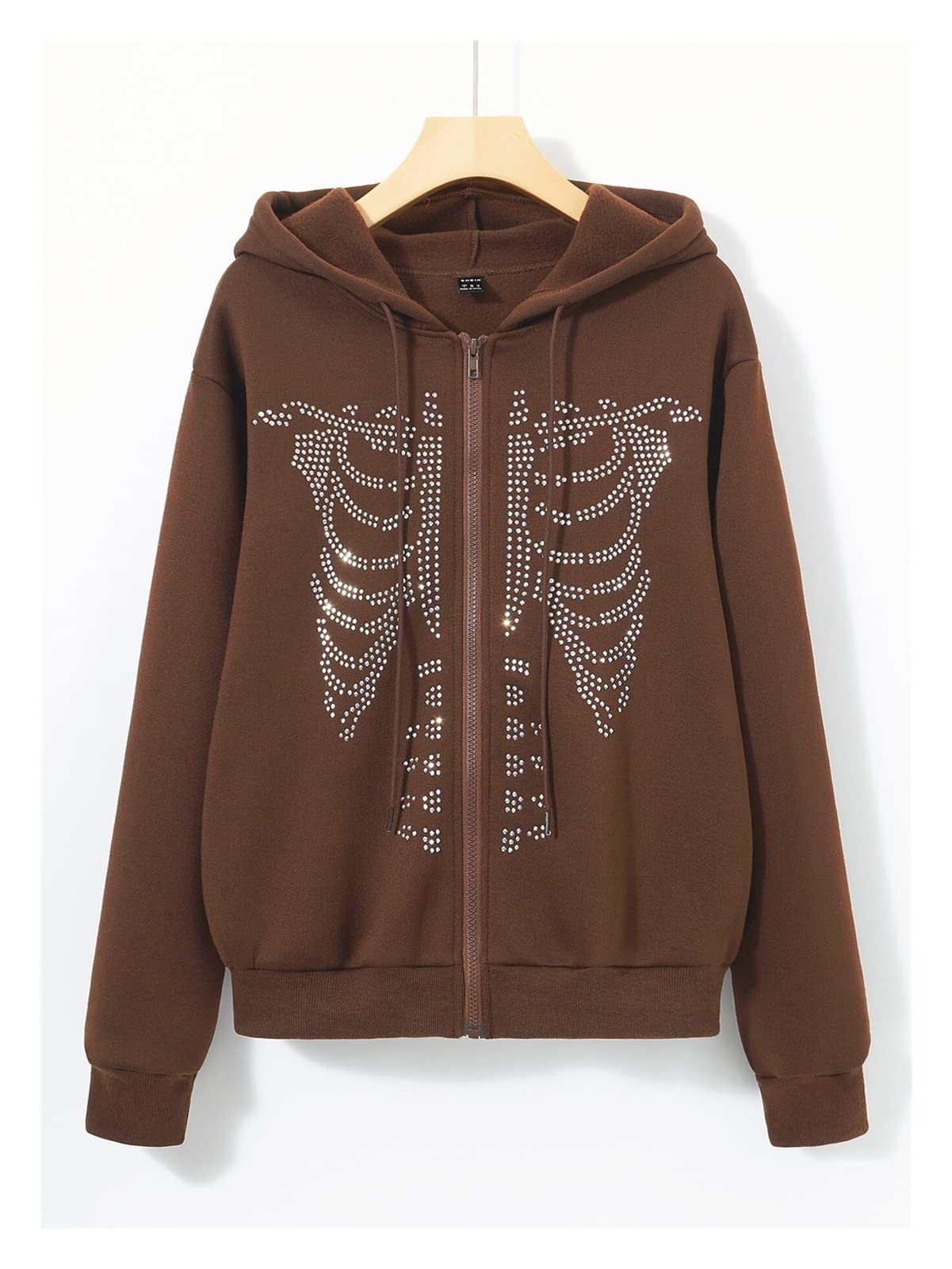 Sweat à capuche zippée femme marron XL veste longue manches longues