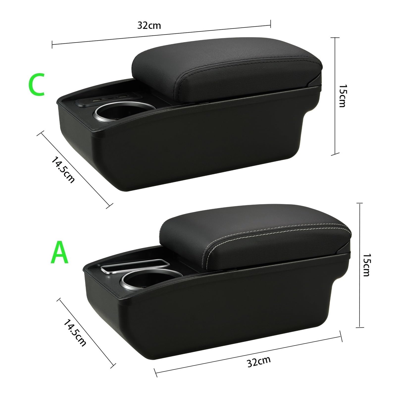 Caja almacenamiento para consola central coche Reposabrazos Universal Para Coche, Caja De Modelo, Almacenamiento Central, Portavasos Dedicado, Piezas Reacondicionamiento(C3 White Line 6USB)