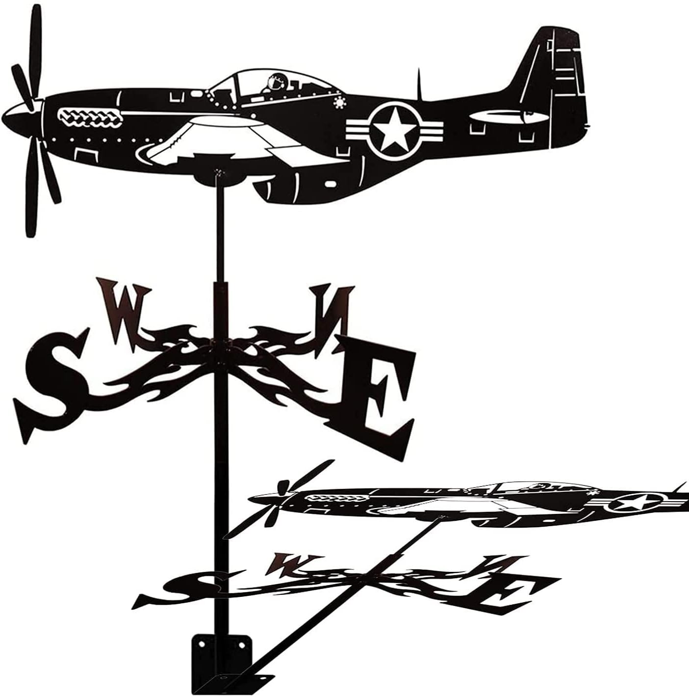 Metal Weathervane,Weather Vane Weathervane Metal Garden Stake Weather Vane Wind Vane Wind Direction Indicator for Roof Patio Yard Decoration