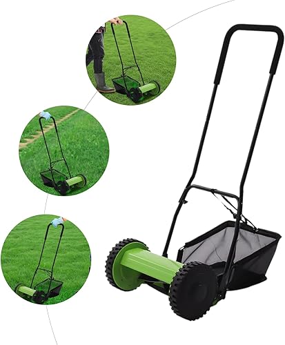 Miniatura 3 de Cortacésped manual de 12 pulgadas con bolsa de colección de 23 litros, 5 cuchillas