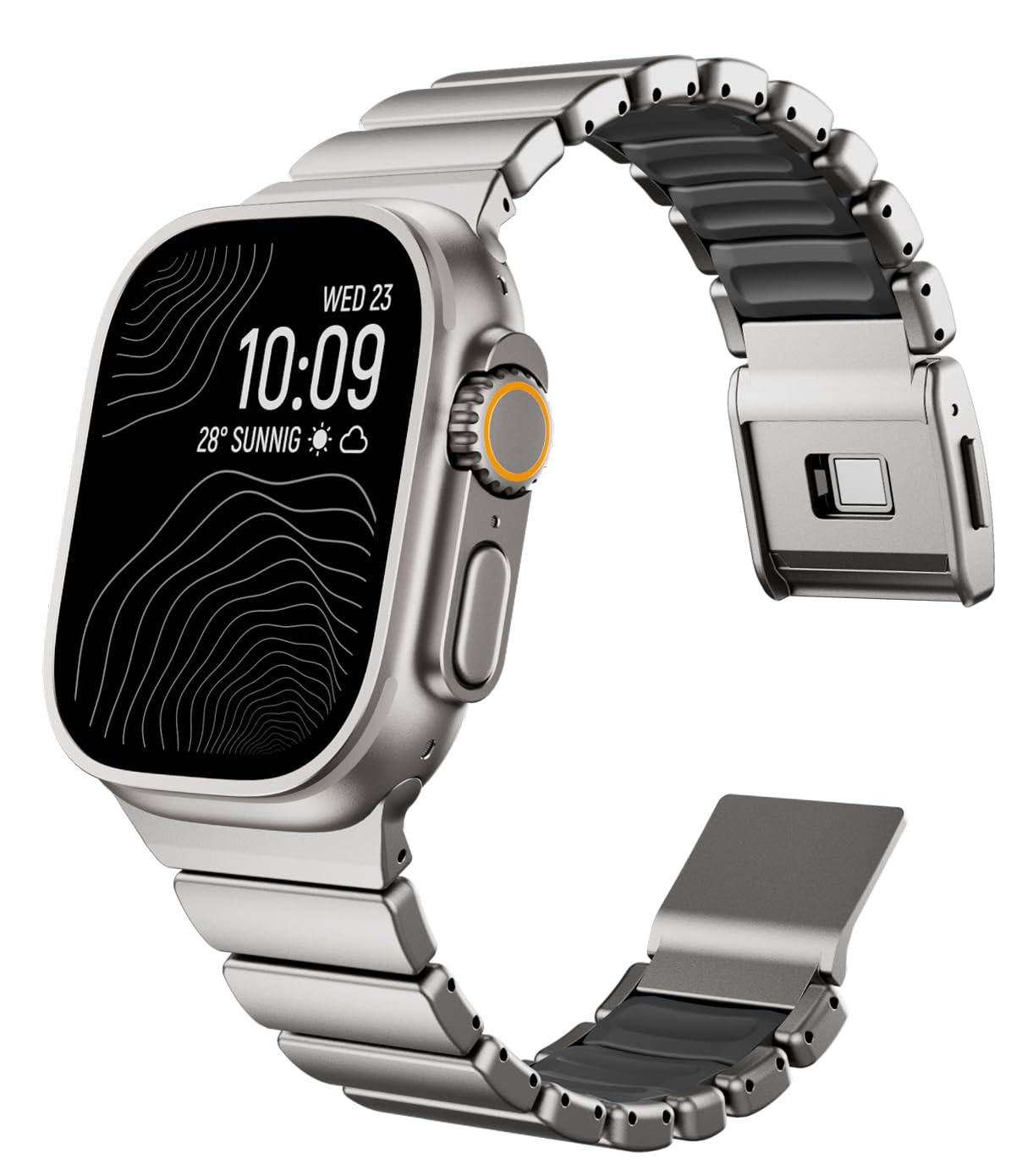 Cinturino Titanio Apple Watch 11/10/9, Ultra 3, SE, Rivestito Silicone, DLC | MaKTech, DLC Antigraffio, Chiusura Magnetica, Bracciale Leggero, per Apple Watch 11/10/9/8/7/6/5/4, Ultra 3/2/1, SE 3/2/1