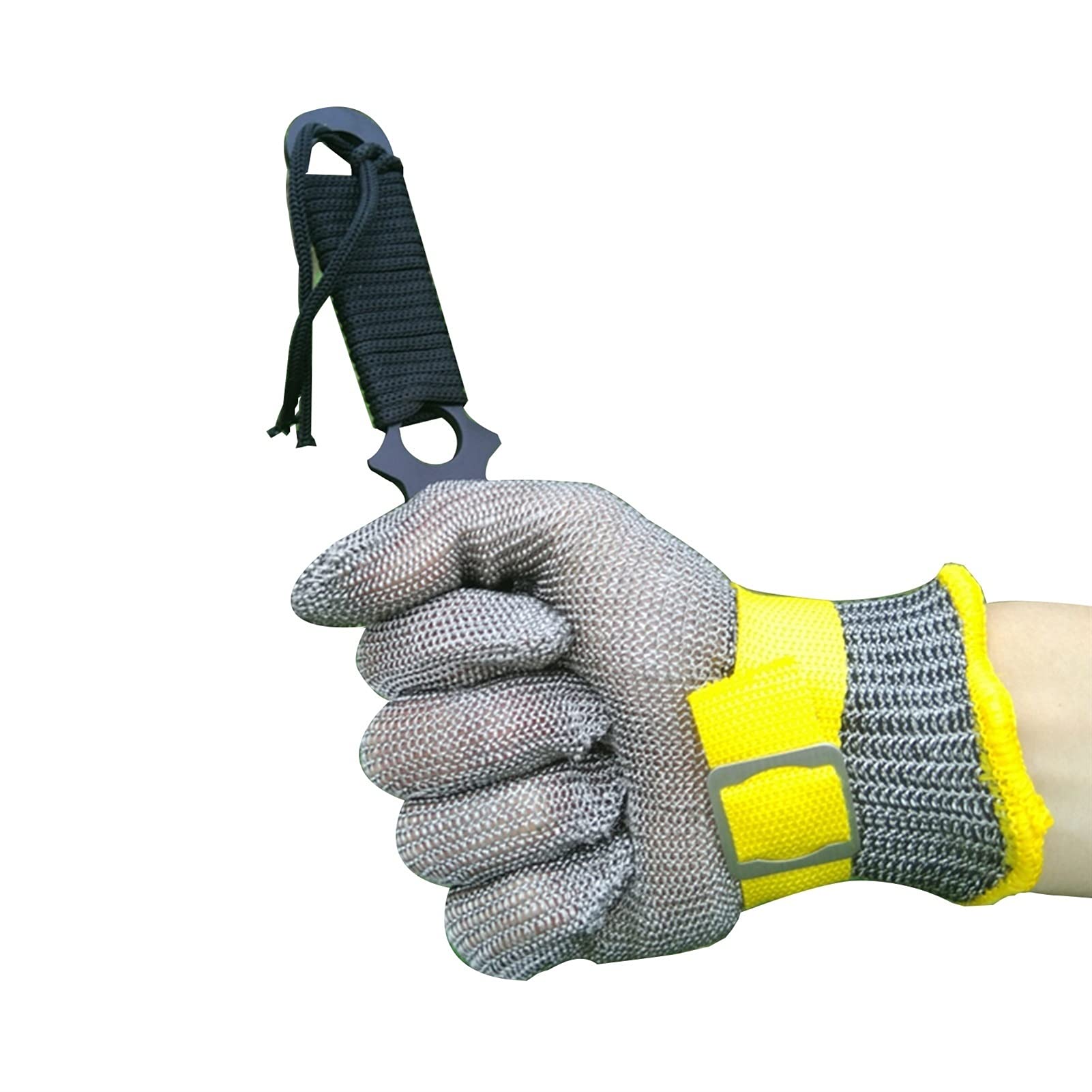 WXYZ Guantes Antideslizantes, alambres de Acero Inoxidable Guantes de Seguridad de carnicería Nivel 5 Protección, Guantes de Trabajo de Seguridad para Cortar Carne y Pesca