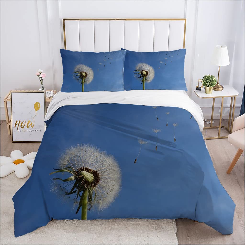 Housse de Couette 240x260 Plante Bleue 3D Parure Lit Adulte