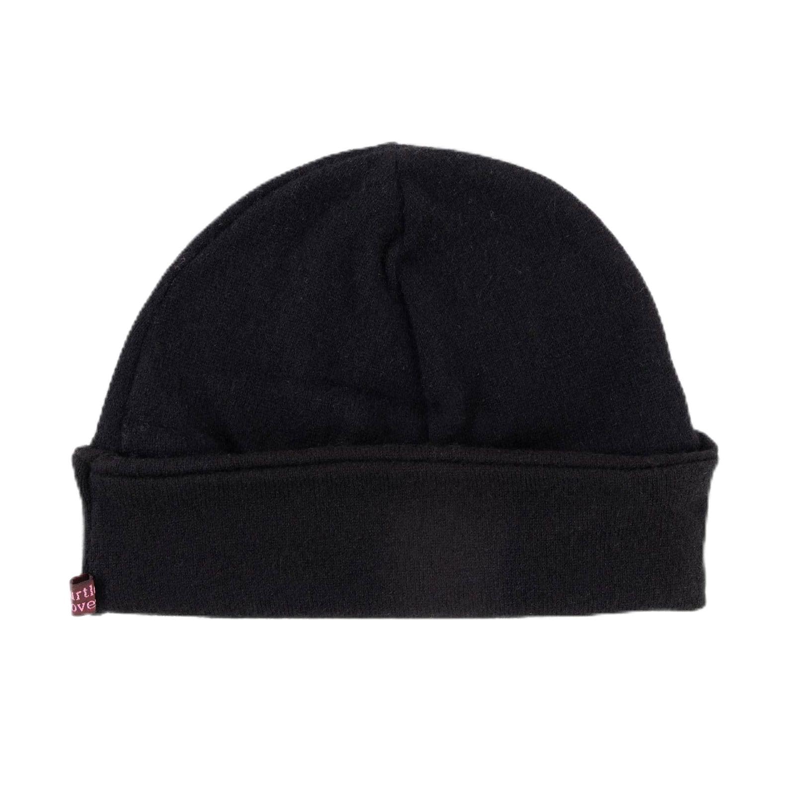 Turtle Doves Women's Black 100% Recycled Cashmere Beanie Classic