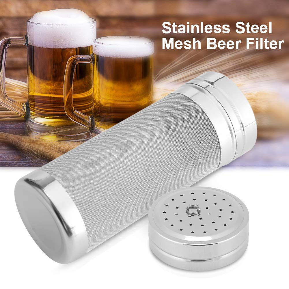Stainless Steel Mesh Beer Filter, 300 Micron Homebrew Hops Tea Kettle Brew Filter Reusable Beer Dry Hopper Filter for Milk Cold Brew Wine Coffee Grain 2.75 x 7.08inch