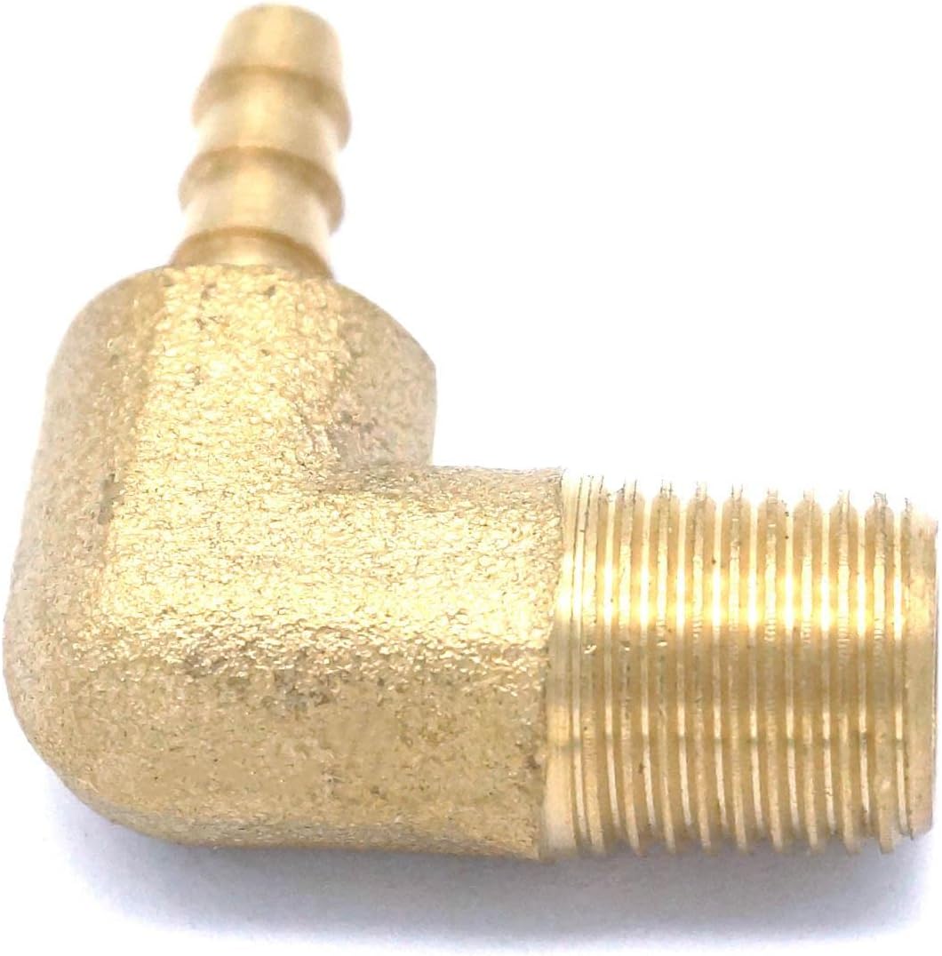 5PC 1/8" NPT Male x Fit Hose I.D 3/16" Barbed Tail Elbow Brass Fuel Fitting Connector Adapter