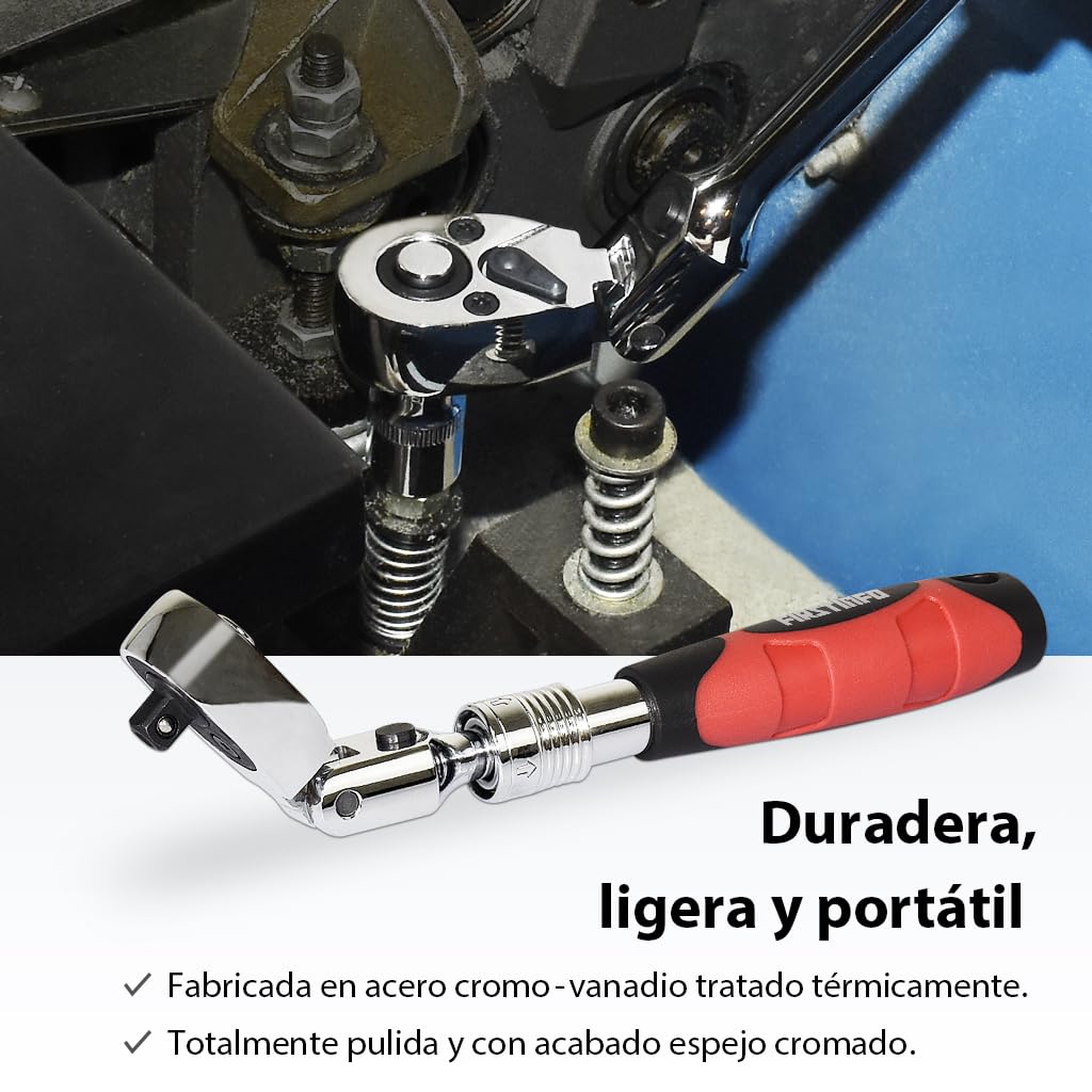 FIRSTINFO Carraca Telescópica 1/4" Articulada 72 Dientes F3222NB